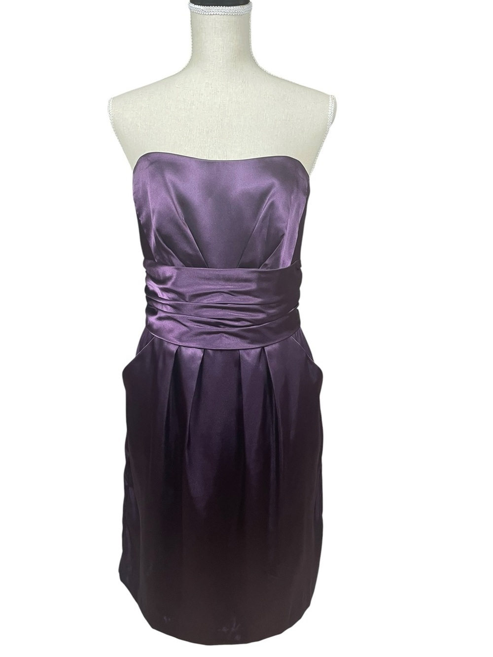 David's Bridal Purple Strapless Party Semi Formal Prom Cocktail Fun Dress - Sz 8